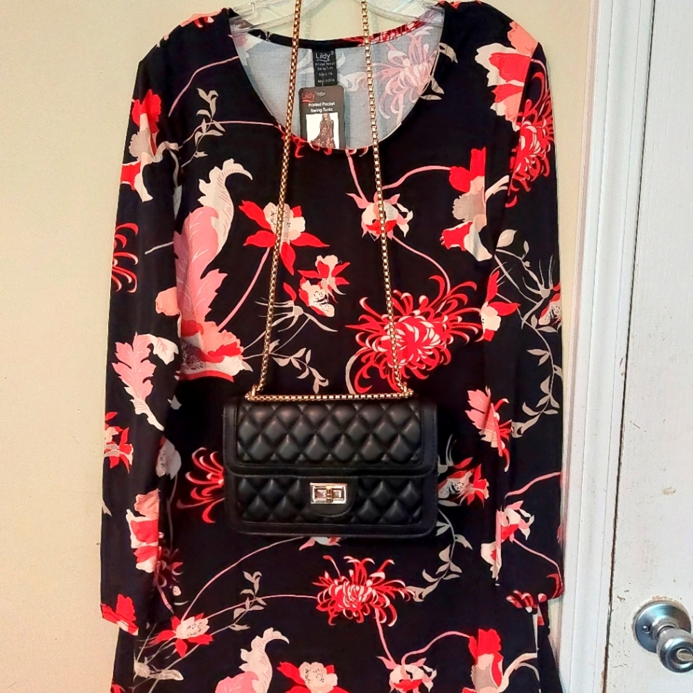 Floral Dress with pocket Swing Tunic L/XL